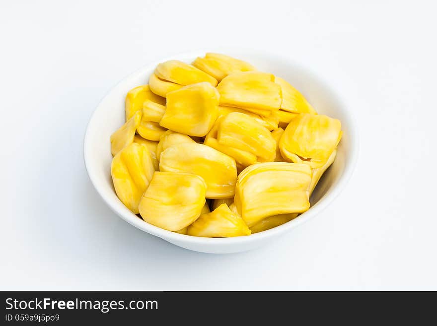 Jackfruit in white bowl