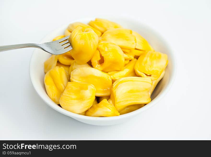 Jackfruit in white bowl