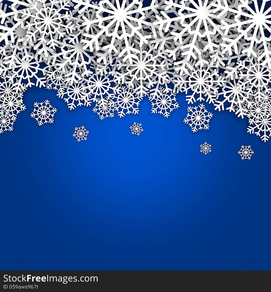 White snowflakes on blue background. White snowflakes on blue background