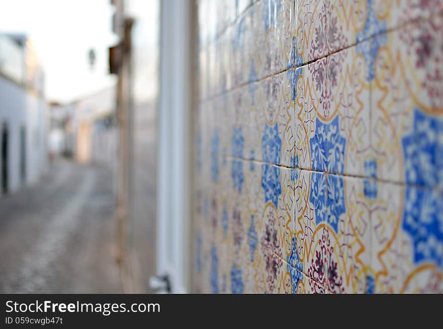 Example of house decorated with Azulejos - portuguese painted tiles. Example of house decorated with Azulejos - portuguese painted tiles.