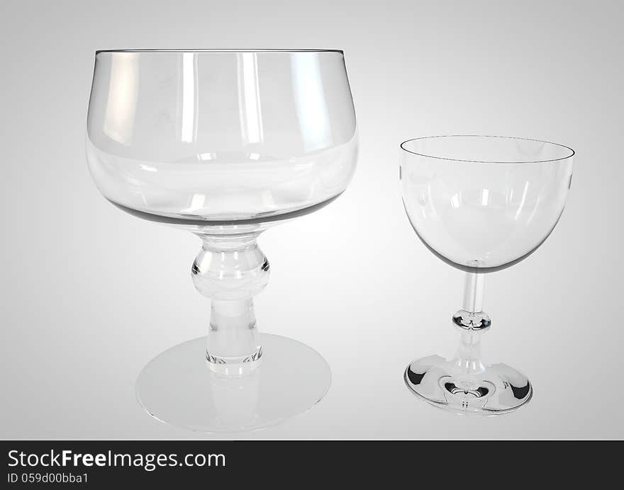 Clear glass and cup