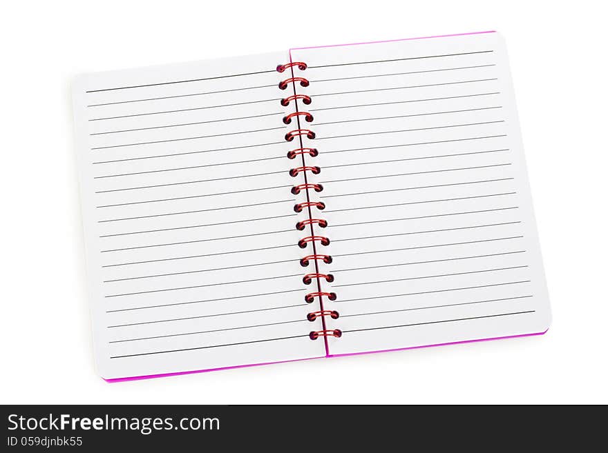 Notebook with empty pages - isolated on white. Notebook with empty pages - isolated on white