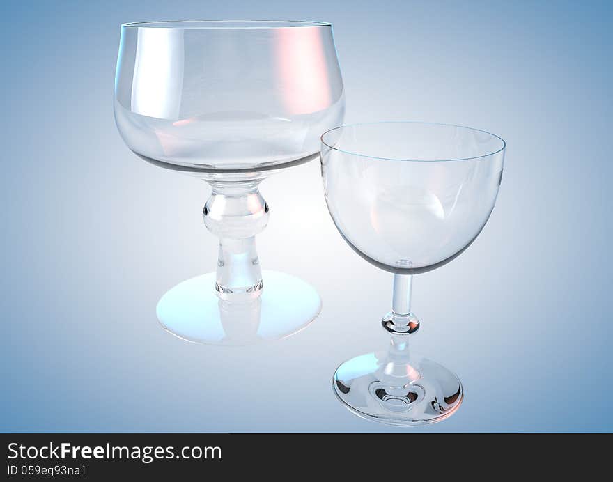 Clear Glass And Cup On A Blue Background