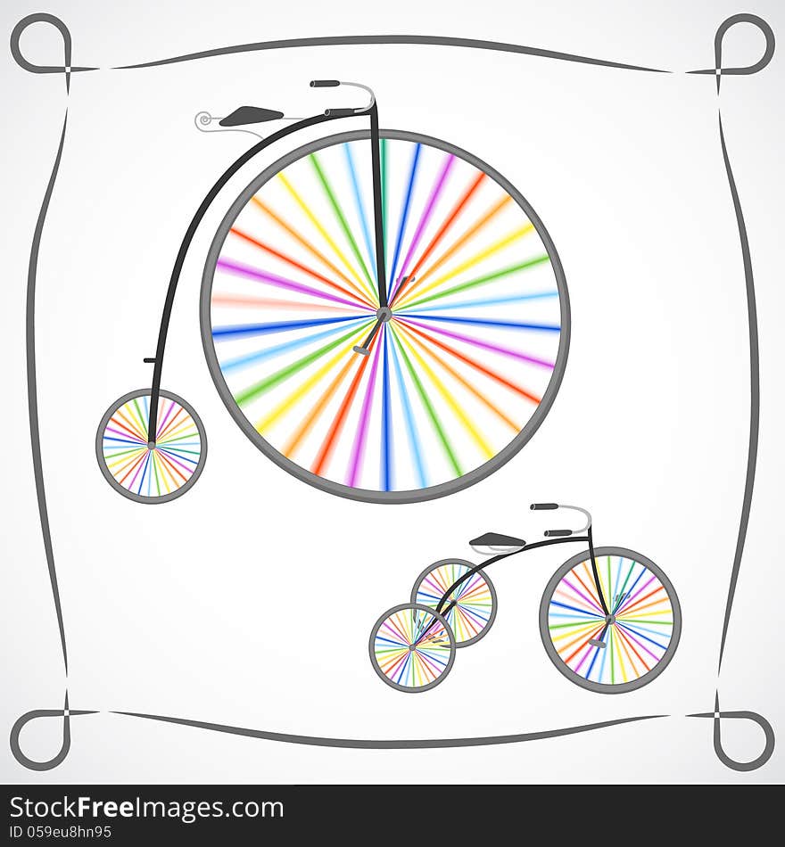 Bicycles with rainbow wheels