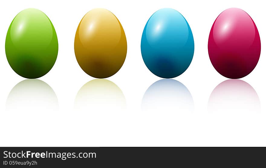 Colored Easter Eggs on a white background