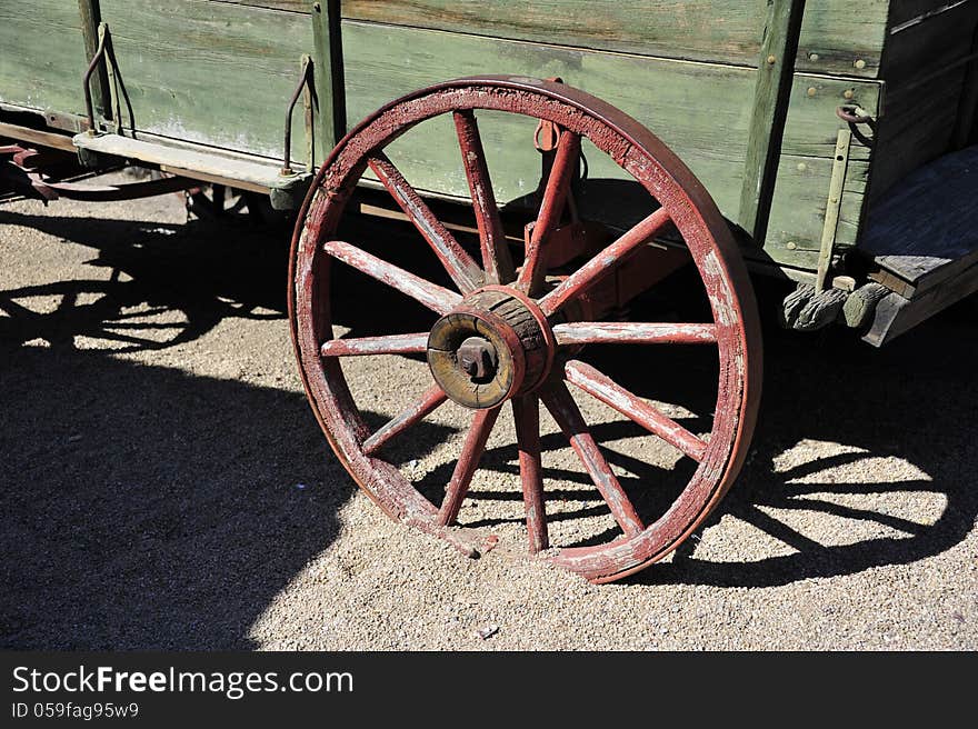 Old horse drawn wagon with wooden wheels. Old horse drawn wagon with wooden wheels