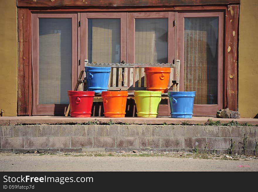 Terracotta pots in various colors