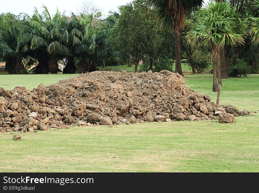 Pile of soil in the public park