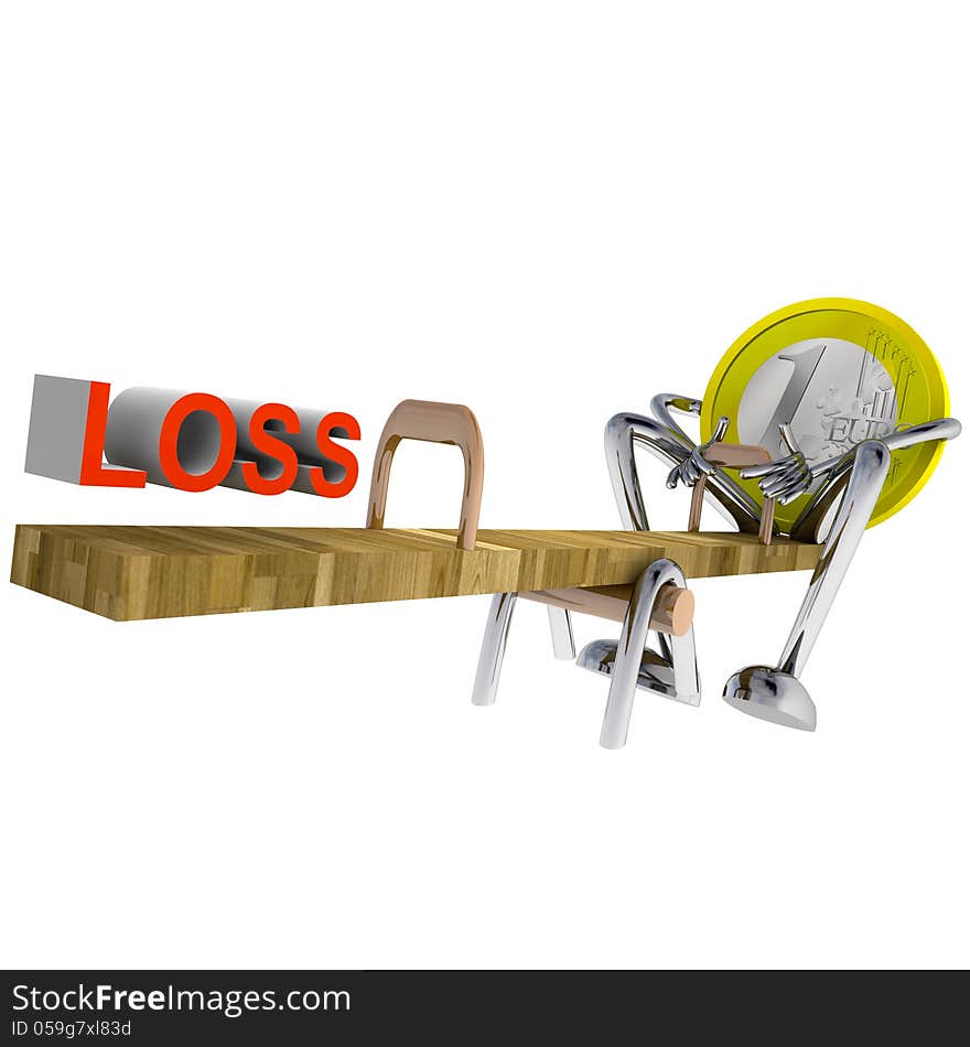 Euro Coin Fall Down On Swing Perspective Illustration