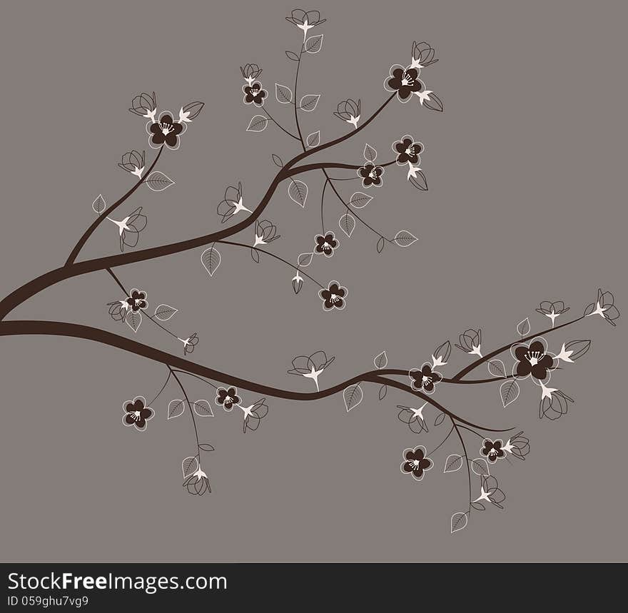 Decoration with spring tree. Vector