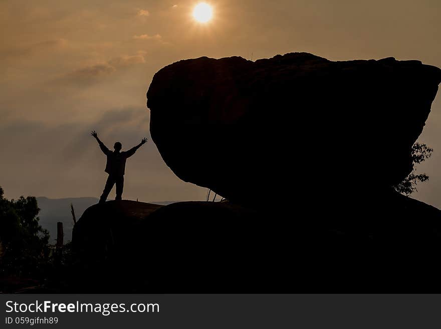 Praying man silhouette