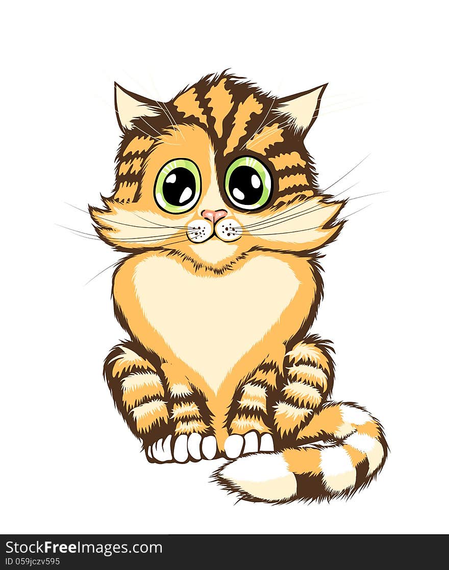 Cartoon illustration of cute orange cat