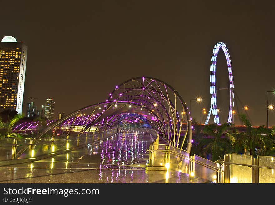 Singapore flyer views near the shoppes at marina bay sands. Singapore flyer views near the shoppes at marina bay sands