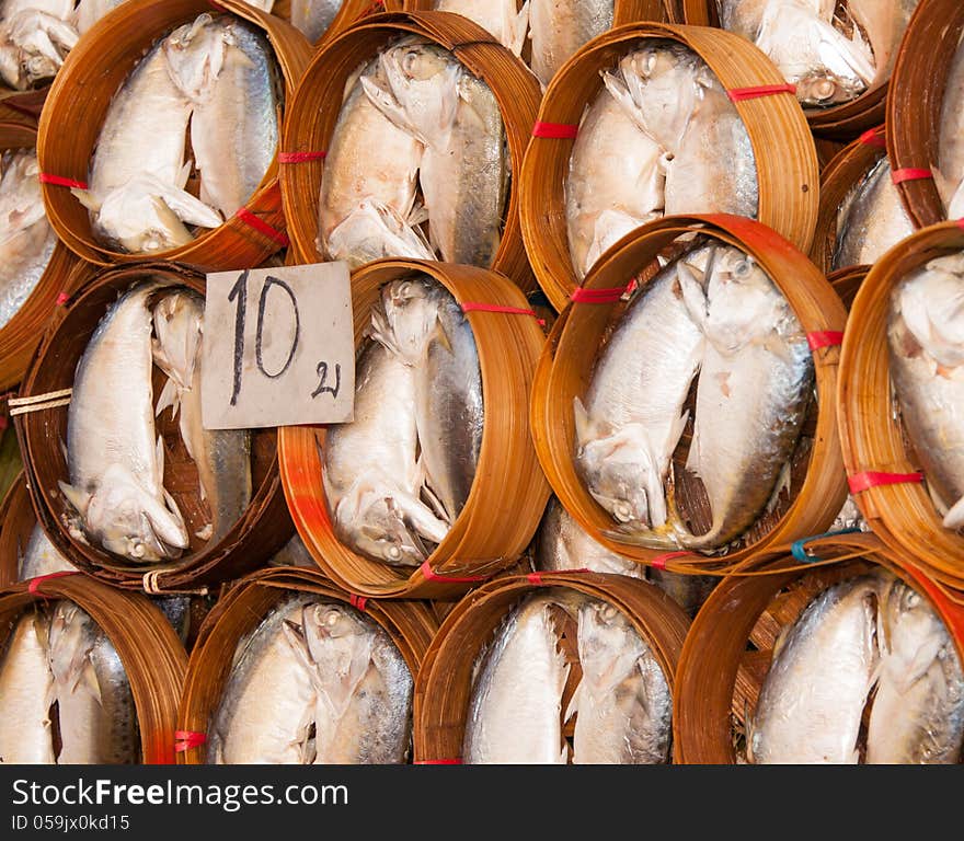 Fish at the market in Thailand, Asia