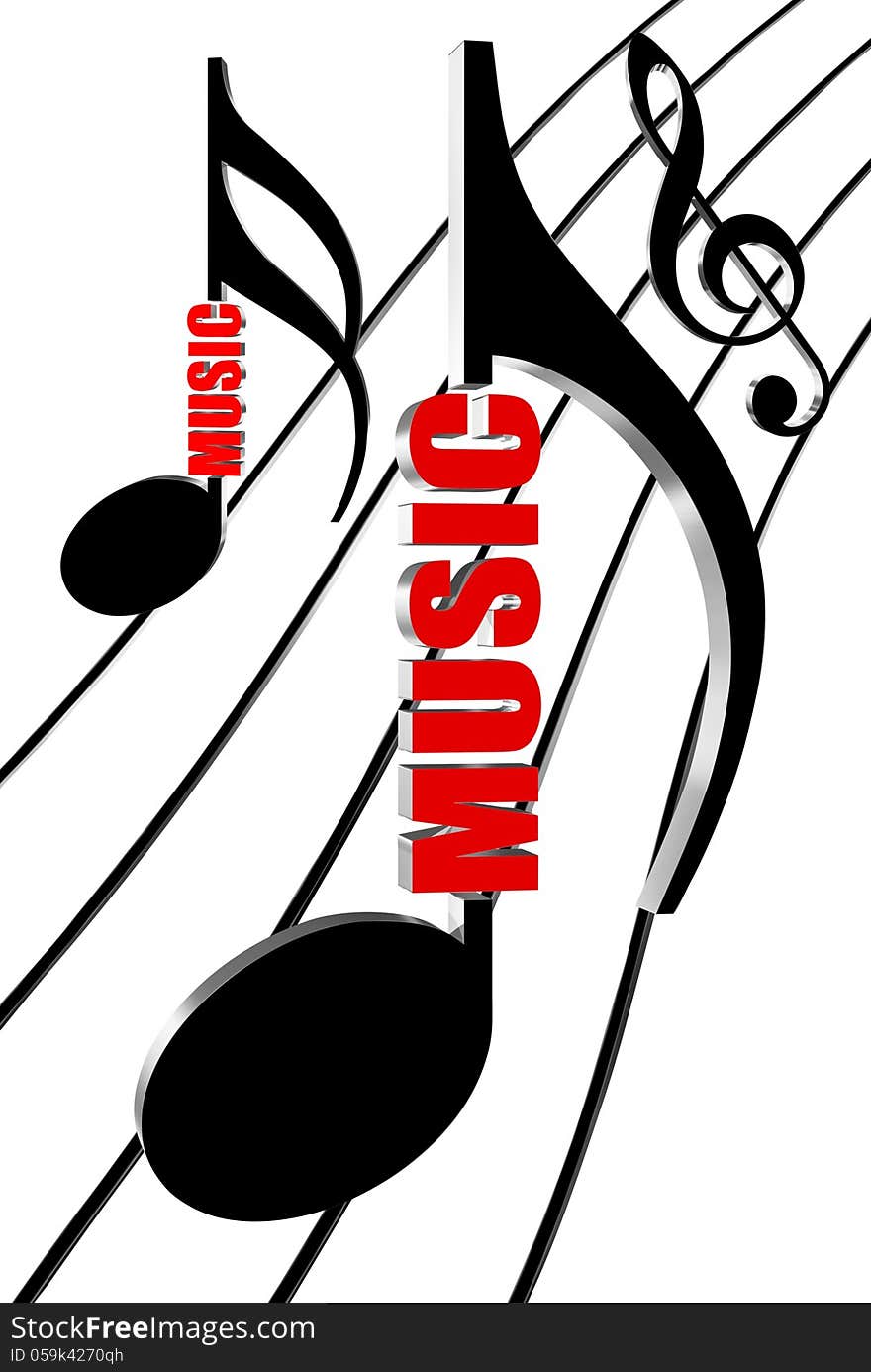 Musical notes on a music centered on sound line. Musical notes on a music centered on sound line