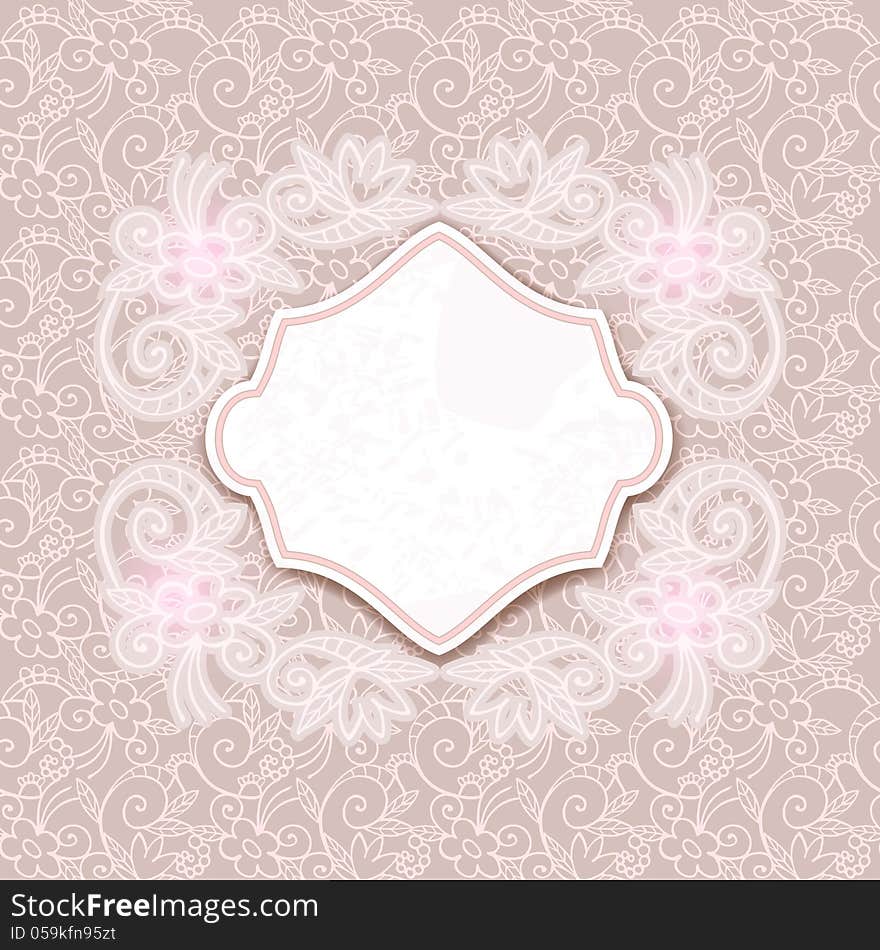 Retro card with seamless floral ornament