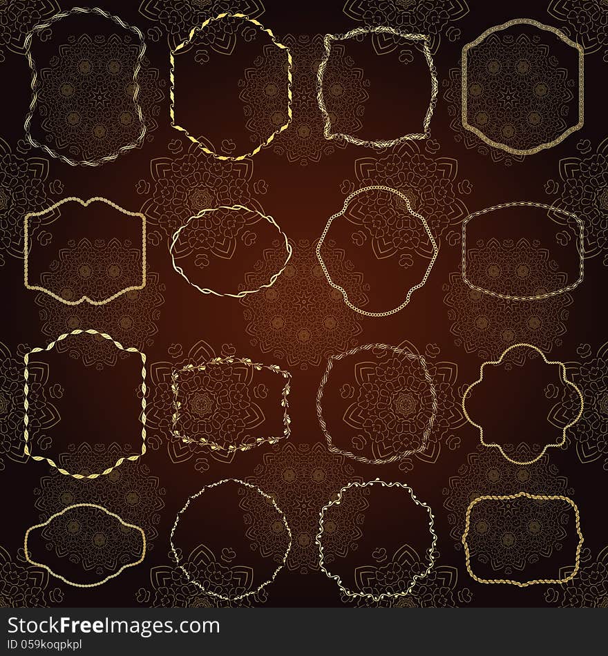 Set of design elements-vector golden vintage frames.