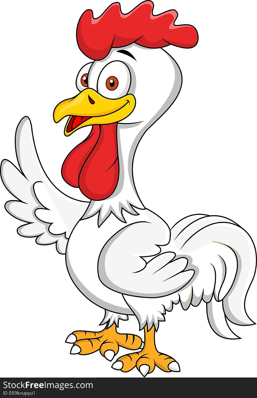 Rooster cartoon waving