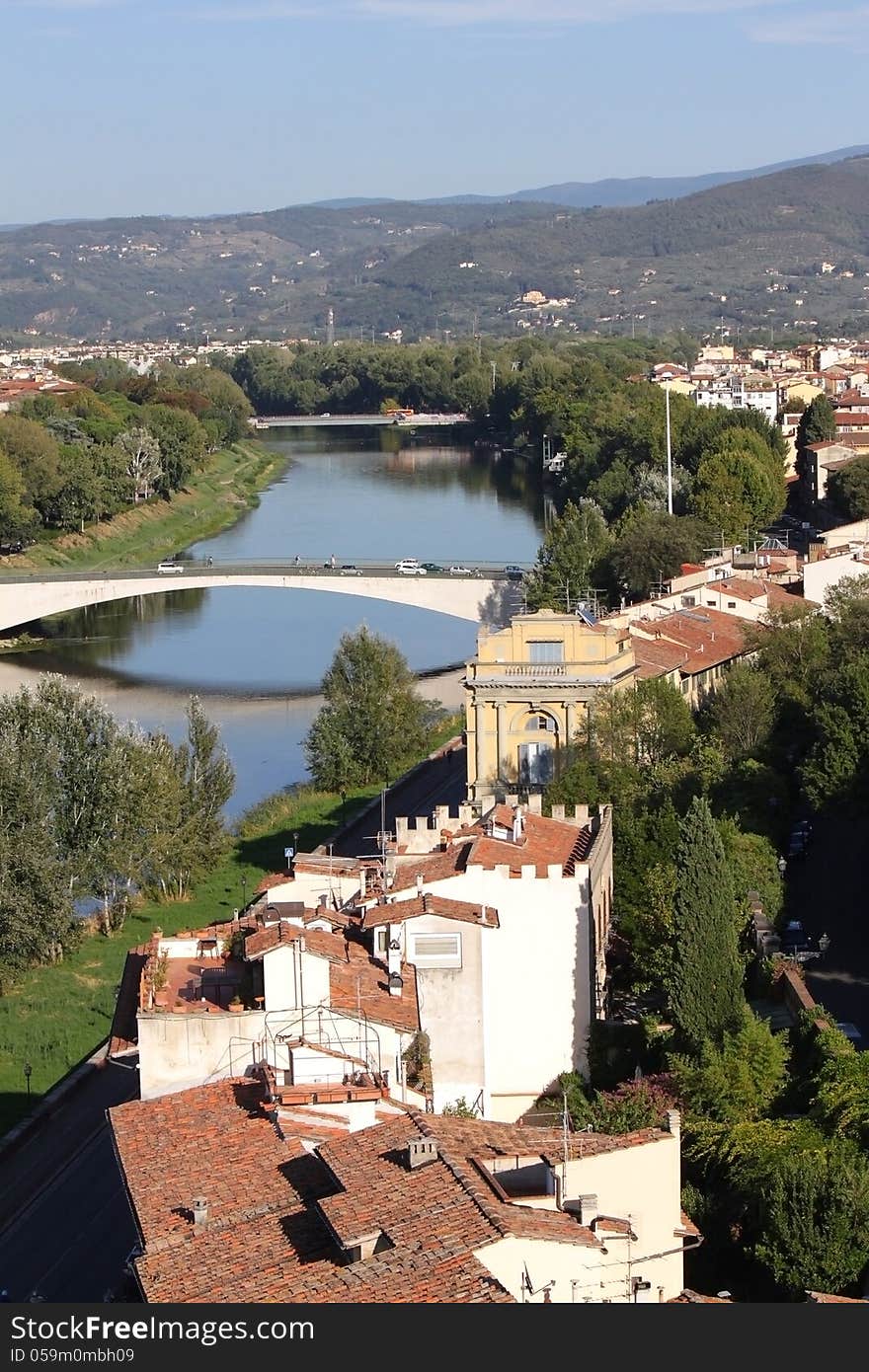 Embankment of the river Arno in Florence, Italy