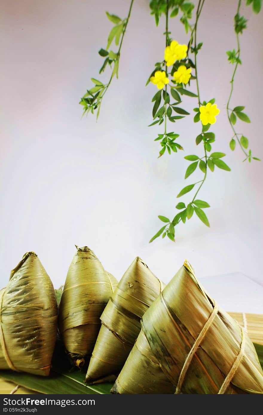 Rice dumpling-Chinese Zongzi with flowers