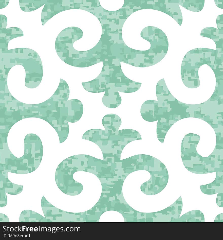 Seamless Shyrdak Fleur de Lis Background Pattern