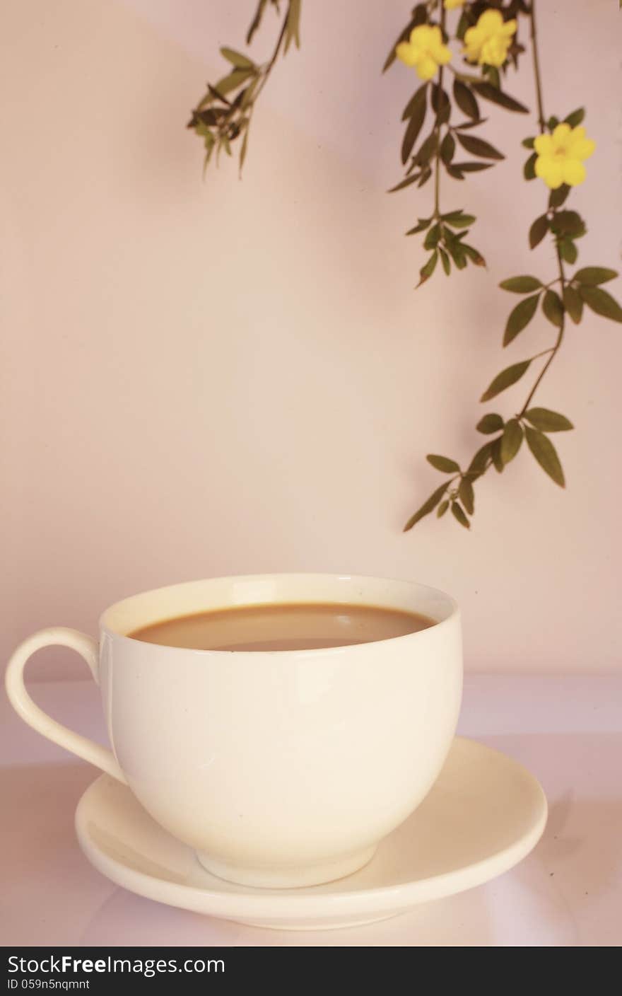 A cup of tea with flowers