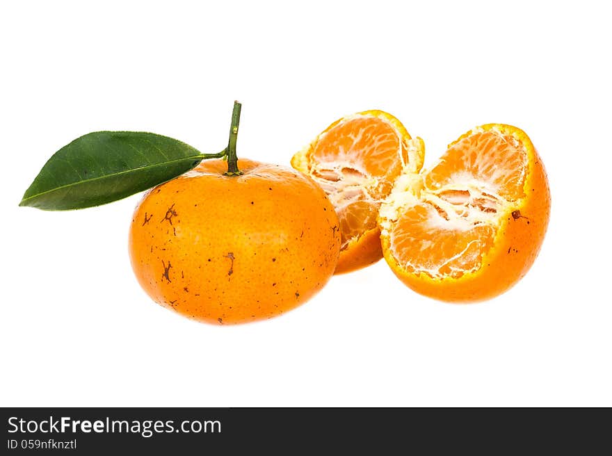 Tangerine orange on white background