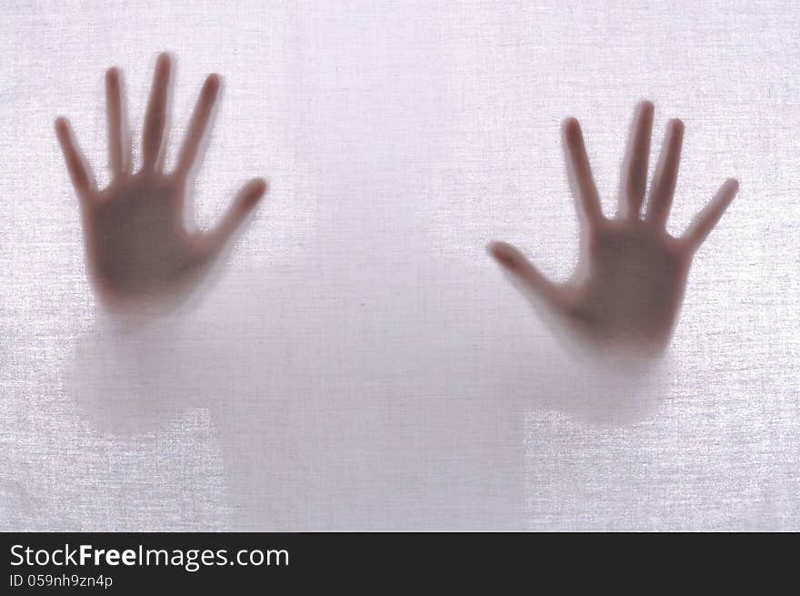 Abstract crime background. Silhouette of two hands