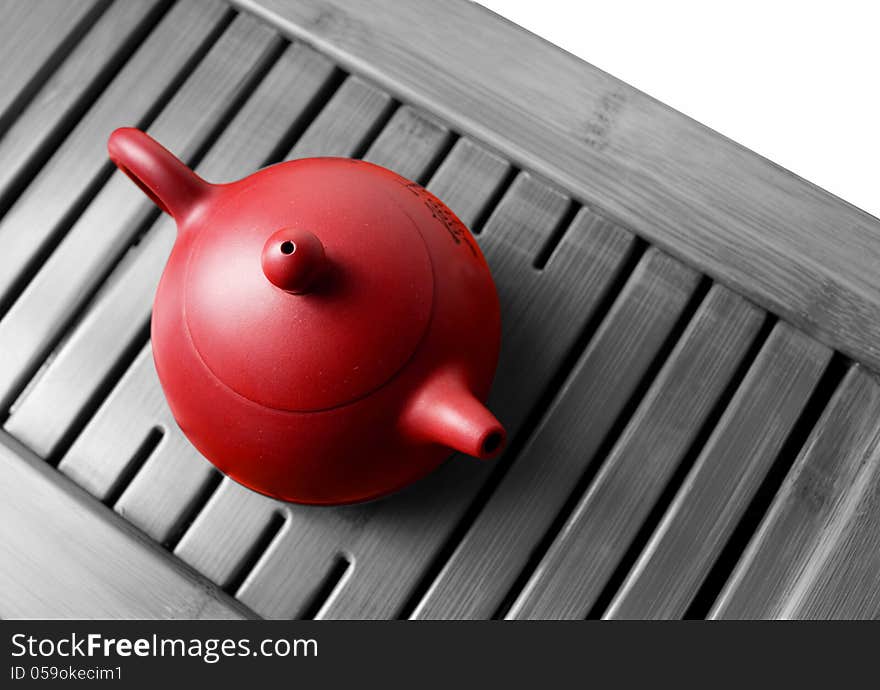 chinese teapot in white background