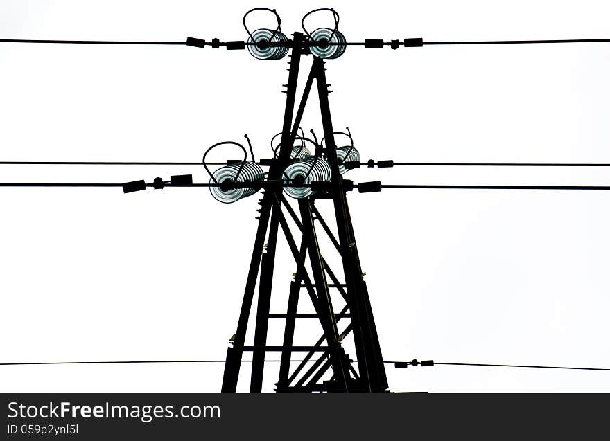 High voltage electrical tower from below