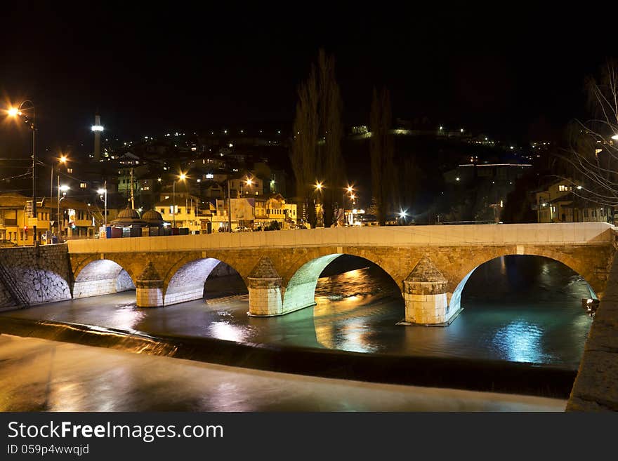 Sarajevo, Bascarsija, old city center, Bosnia and Herzegovina, at night