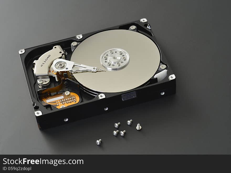 Hard disk drive in close up. Hard disk drive in close up