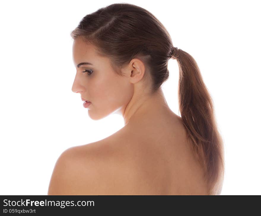 An image of a pretty teen against a white background. An image of a pretty teen against a white background