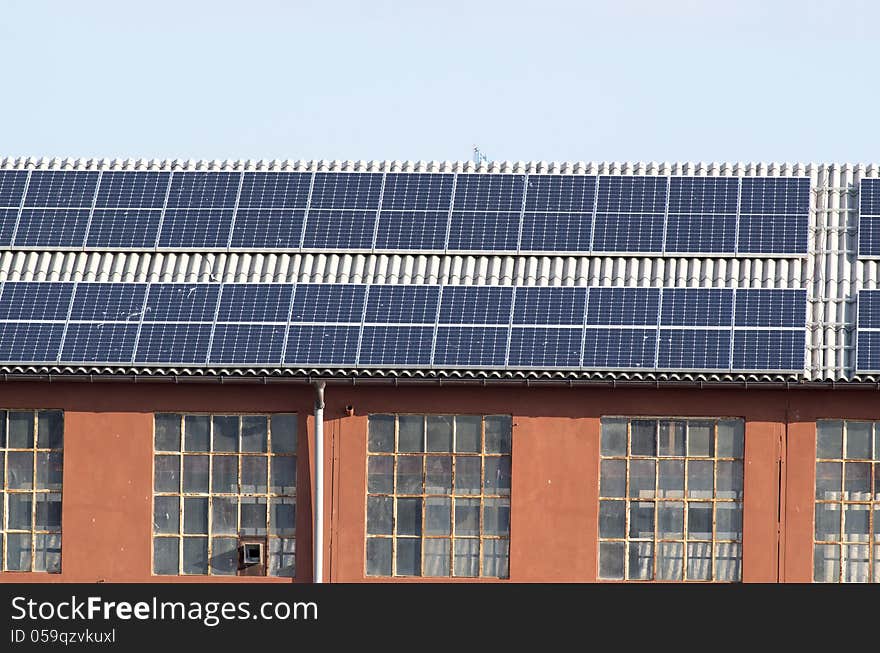 Roof with solar power plant