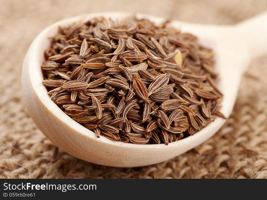 Cumin seeds in spoon