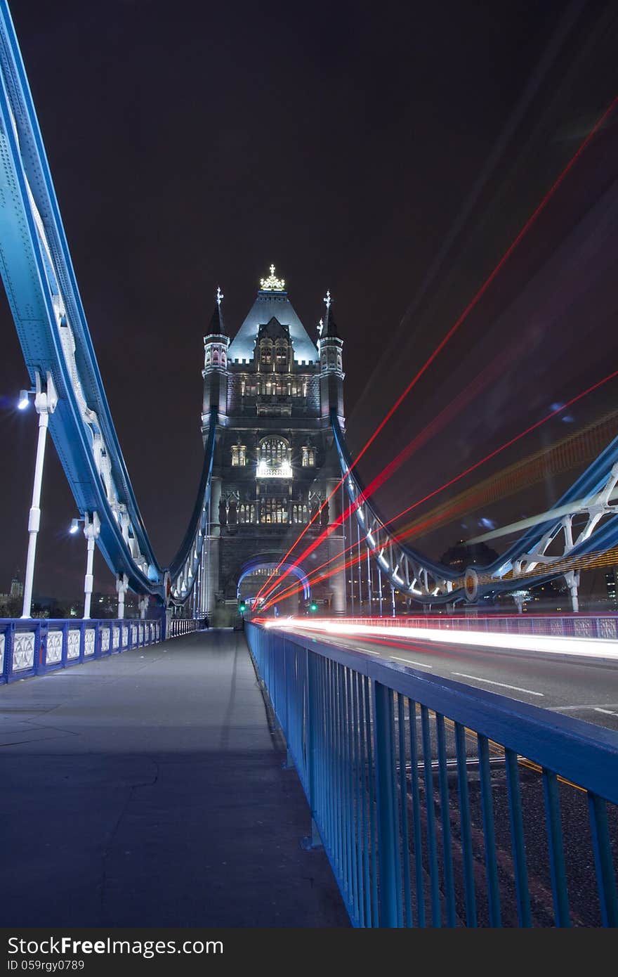 Tower bridge and bus trails