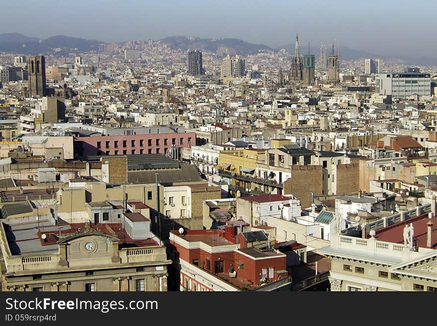 View on Barcelona in the sunlight