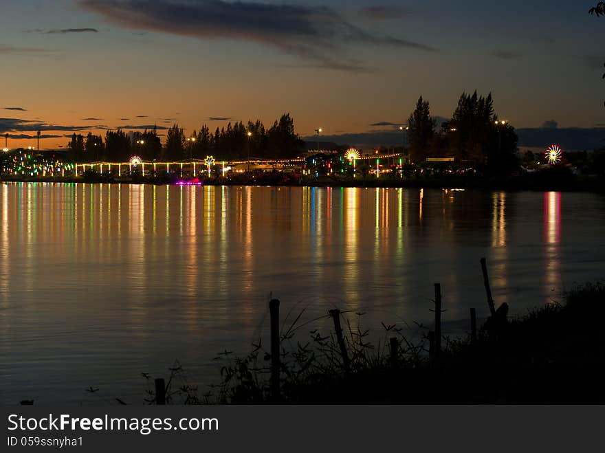 Twilight Riverside Kamphaeng Phet Thailand.