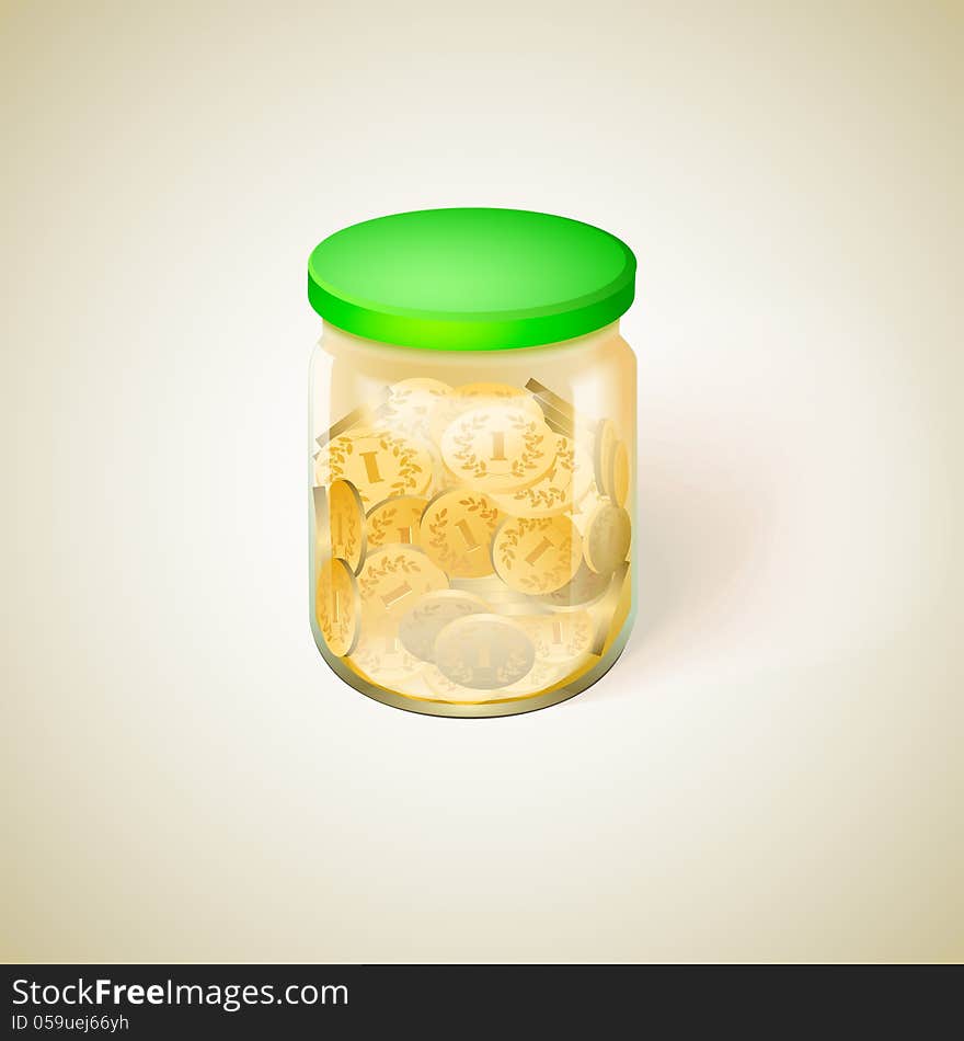 Pot with golden money coins vector illustration. This is file of EPS10 format.