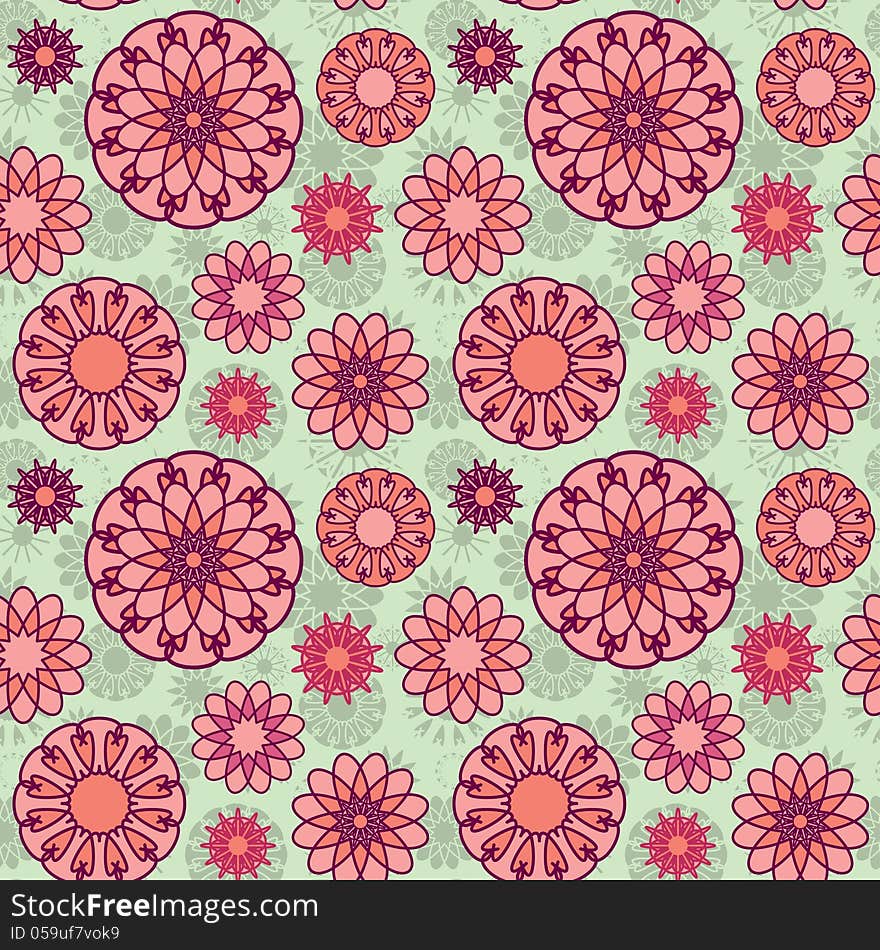 Vector seamless texture with floral ornament. Vector seamless texture with floral ornament