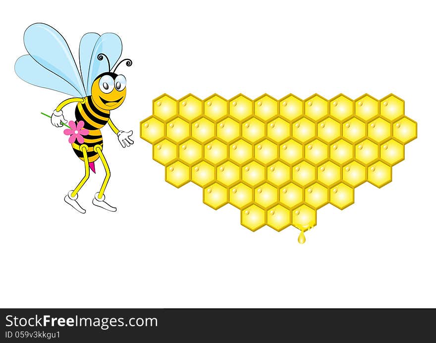 Bee And Honeycomb