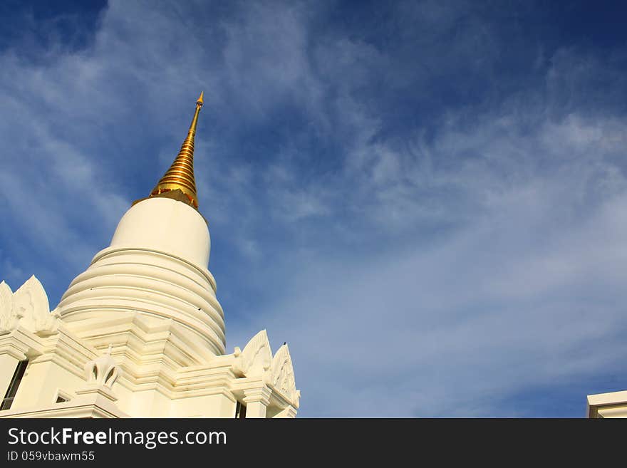 The white pagoda under the blue sky