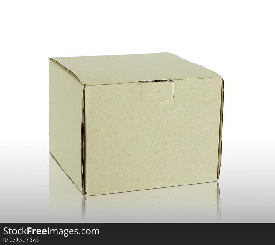 Blank cardboard box isolated on white background