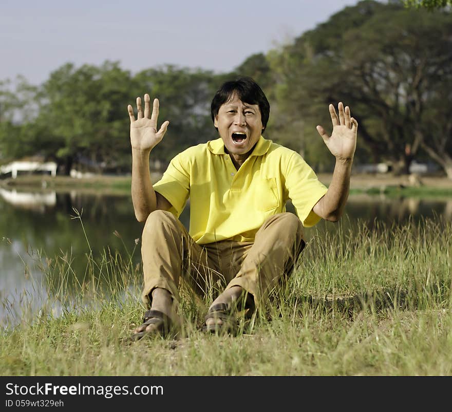 Portrait of a happy man in park