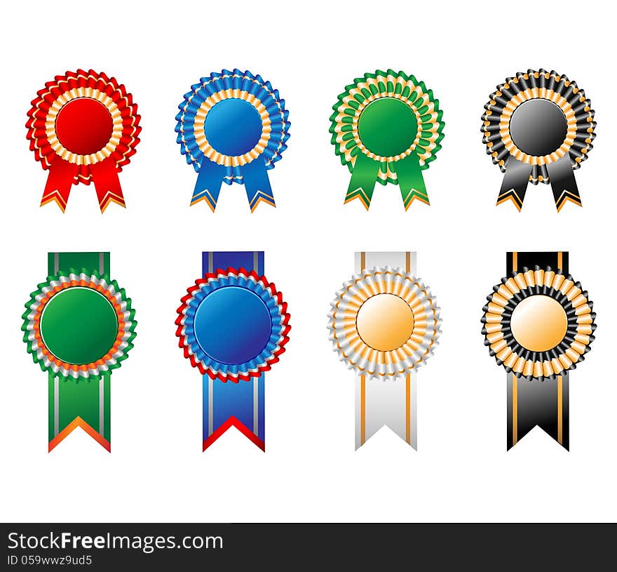 Illustration award ribbon rosettes for your design. Illustration award ribbon rosettes for your design