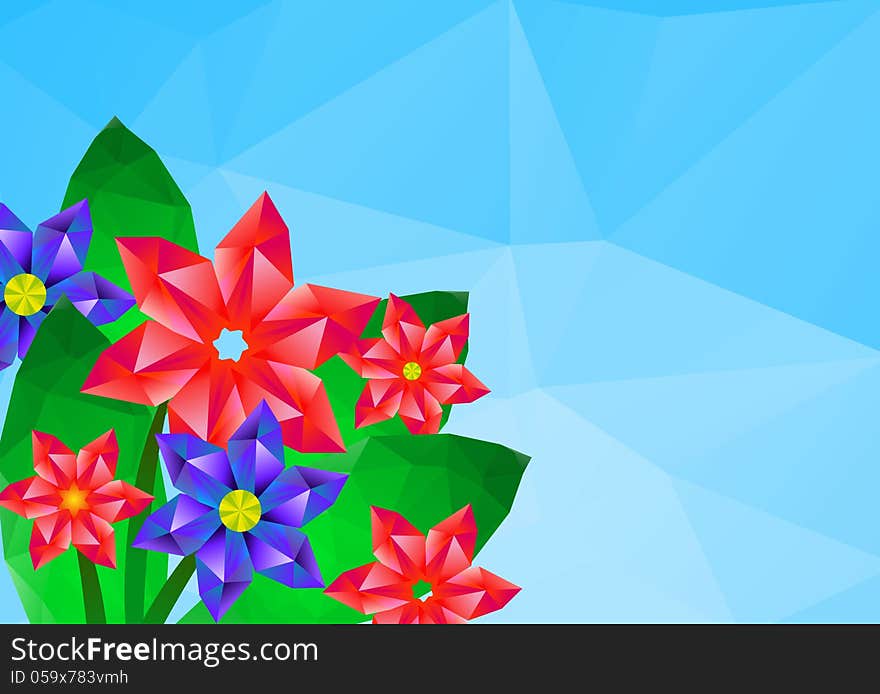 Geometrical polygonal hipster flower card