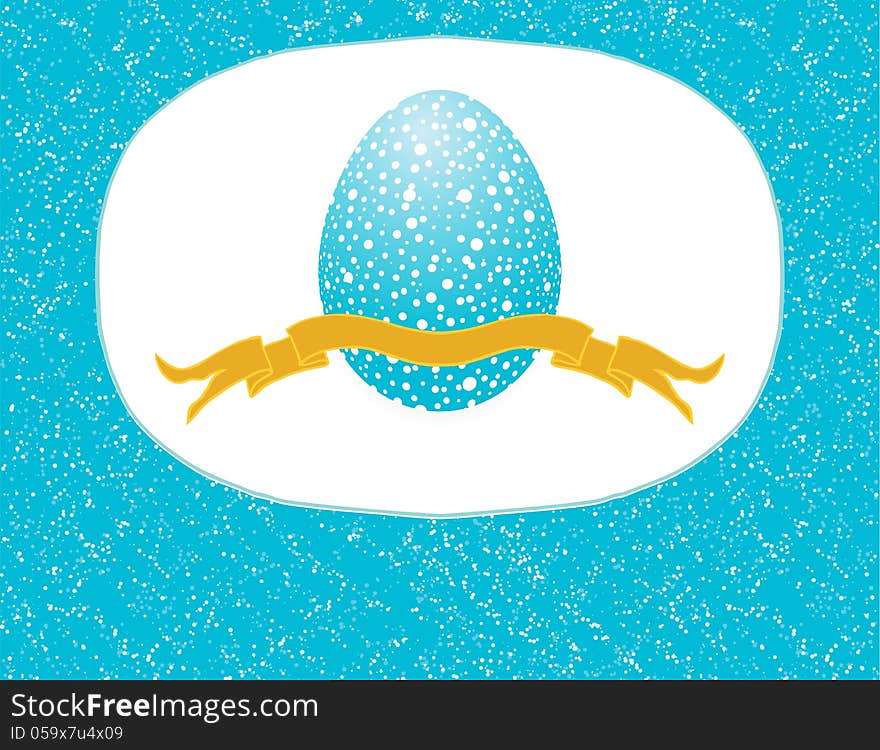 Blue egg with yellow ribbon on bright spring background, concept for Easter holiday greeting postcard. Blue egg with yellow ribbon on bright spring background, concept for Easter holiday greeting postcard