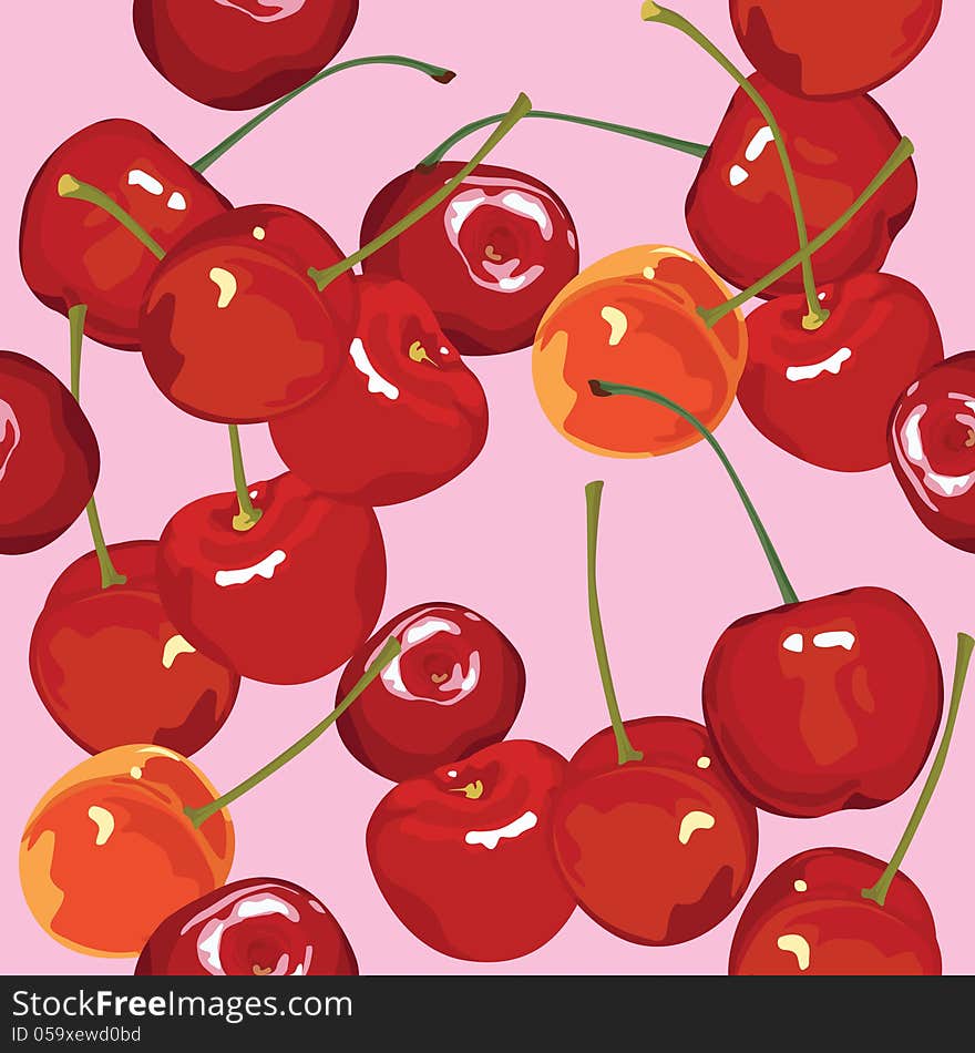 Seamless background with cherries