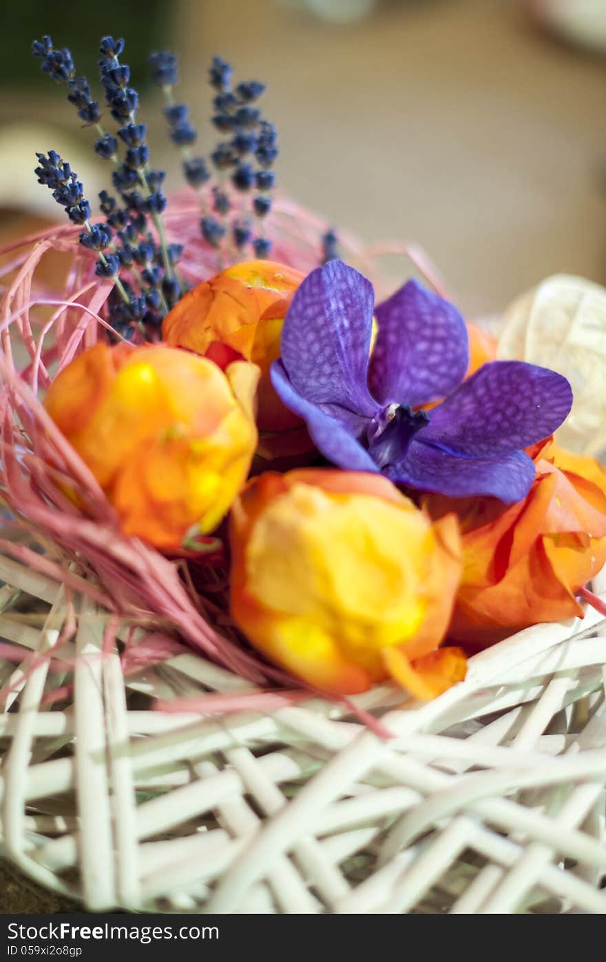 Handcrafted Arrangement With Colorful Flowers