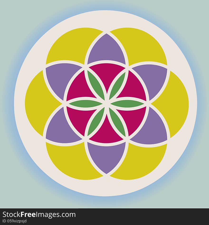 Vector ornamental esoteric spring mandala. Vector ornamental esoteric spring mandala